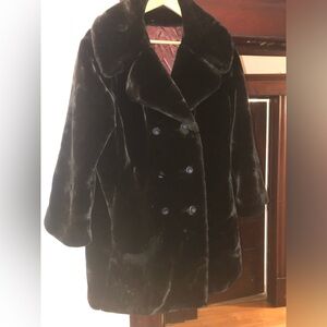 Vintage Lady Rose Luxurious dark brown Faux Fur Coat